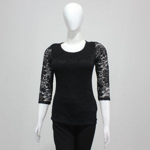 Amisu Women Black Lace Top